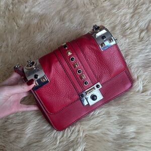Vince Camuto Red Bitty Studded Flap Shoulder Bag,(READ DESCRIPTION)